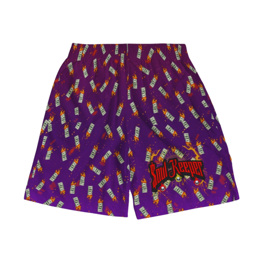 "Never Sell Your Soul" Purple HANDMADE Jogger Shorts