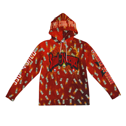 "Never Sell Your Soul" Shades of Red HANDMADE Hoodie