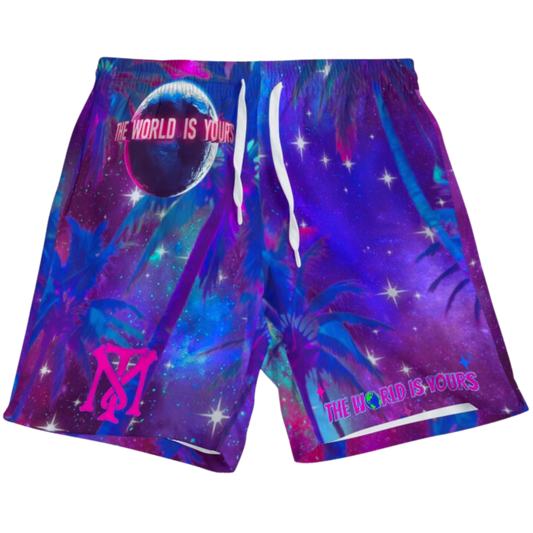 The World Is Yours Scarface HANDMADE Outer Space Swim Trunks